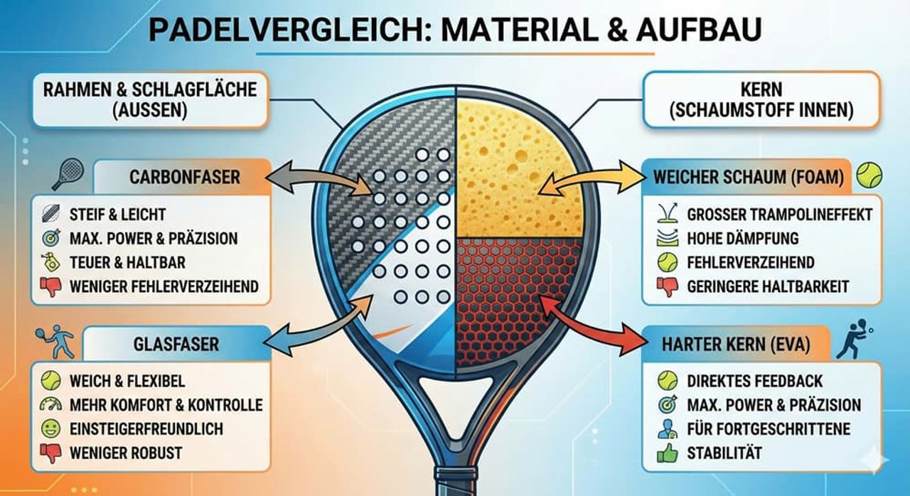 Padelvergleich - Material & Aufbau