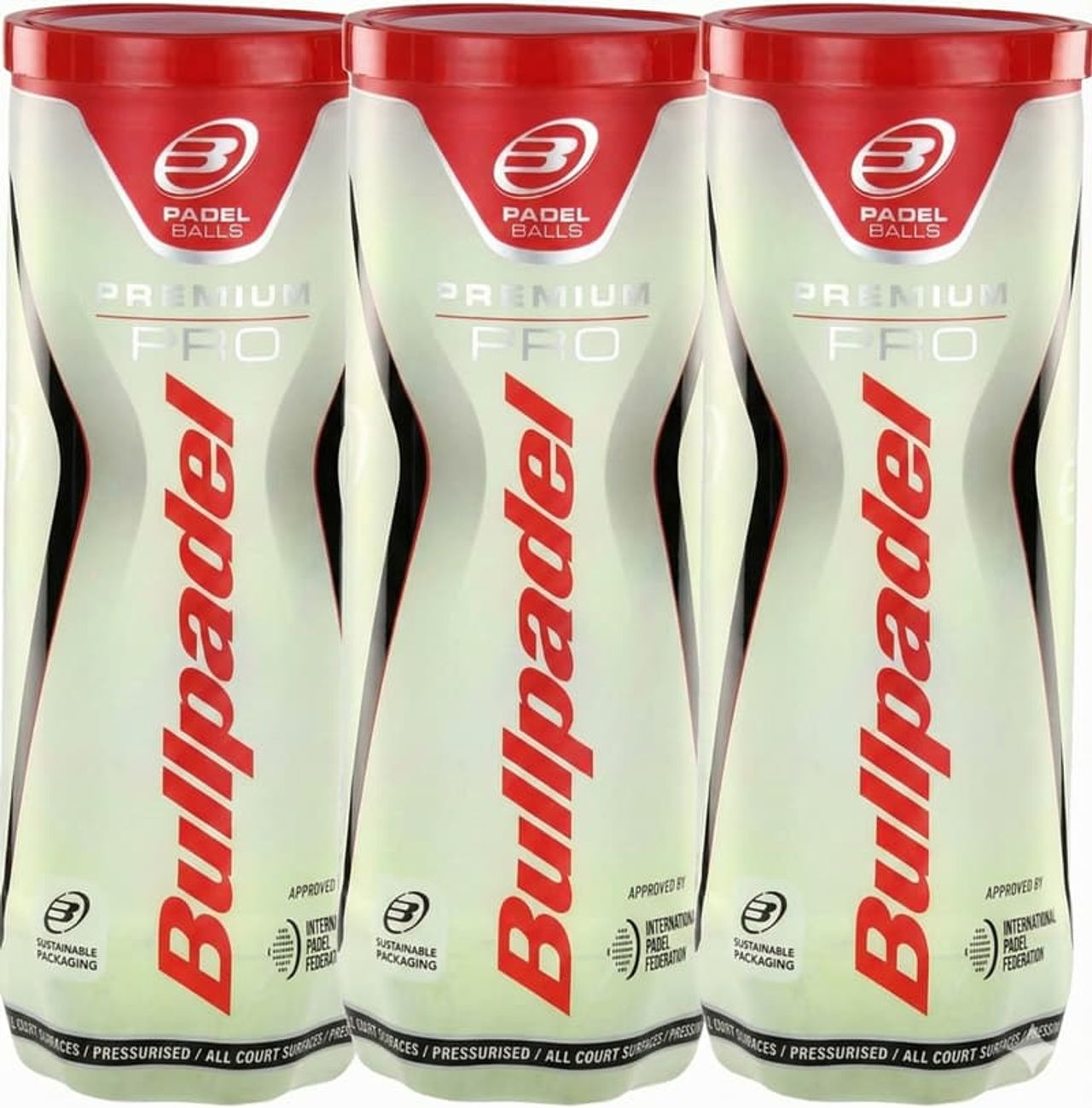 Bullpadel Premium Pro Padelbälle im 3er-Pack – druckgefüllte Turnier-Padelbälle mit hoher Spielgeschwindigkeit, konstantem Absprung und FIP-Zulassung