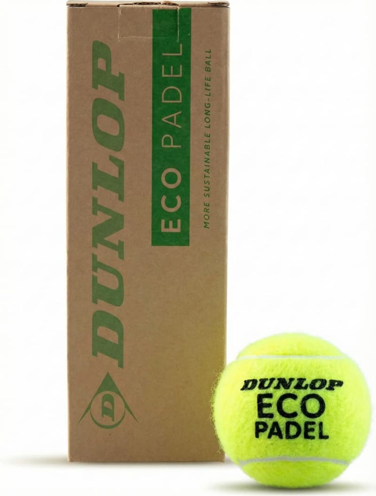 Dunlop Eco Padel Padelbälle in umweltfreundlicher Kartonverpackung – nachhaltige Padelbälle mit langer Lebensdauer und konstantem Spielverhalten