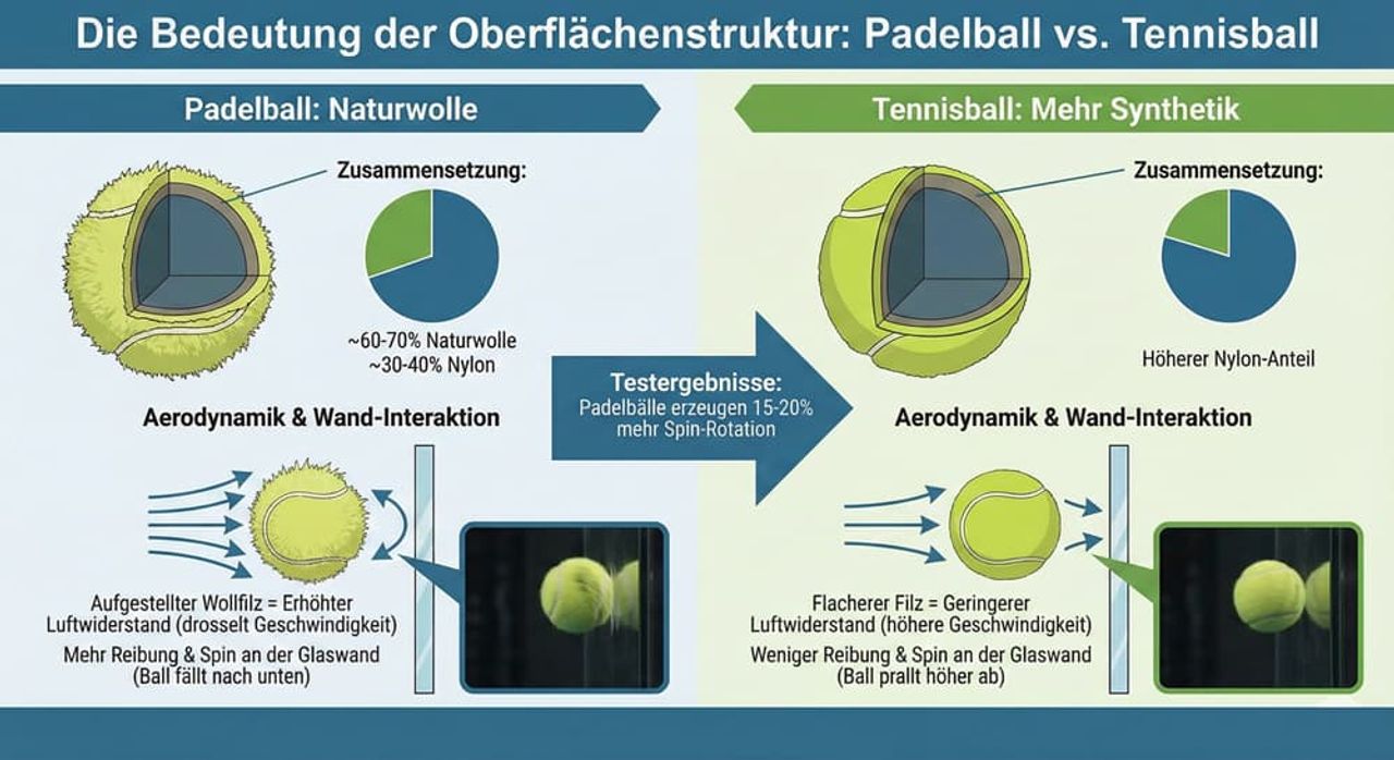 Padelball vs Tennisball Oberflächenstruktur